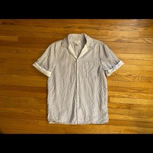 3 for $45: Club Monaco Blue & White Linen Short Sleeve Button Up Shirt
